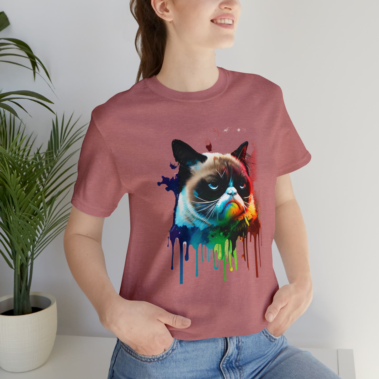 Angry Cat Watercolor T Shirt