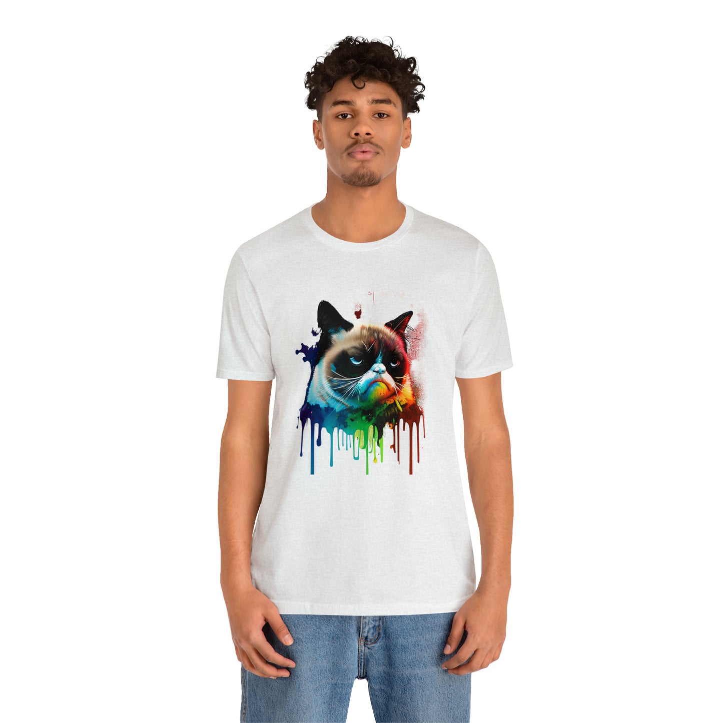 Angry Cat Watercolor T Shirt