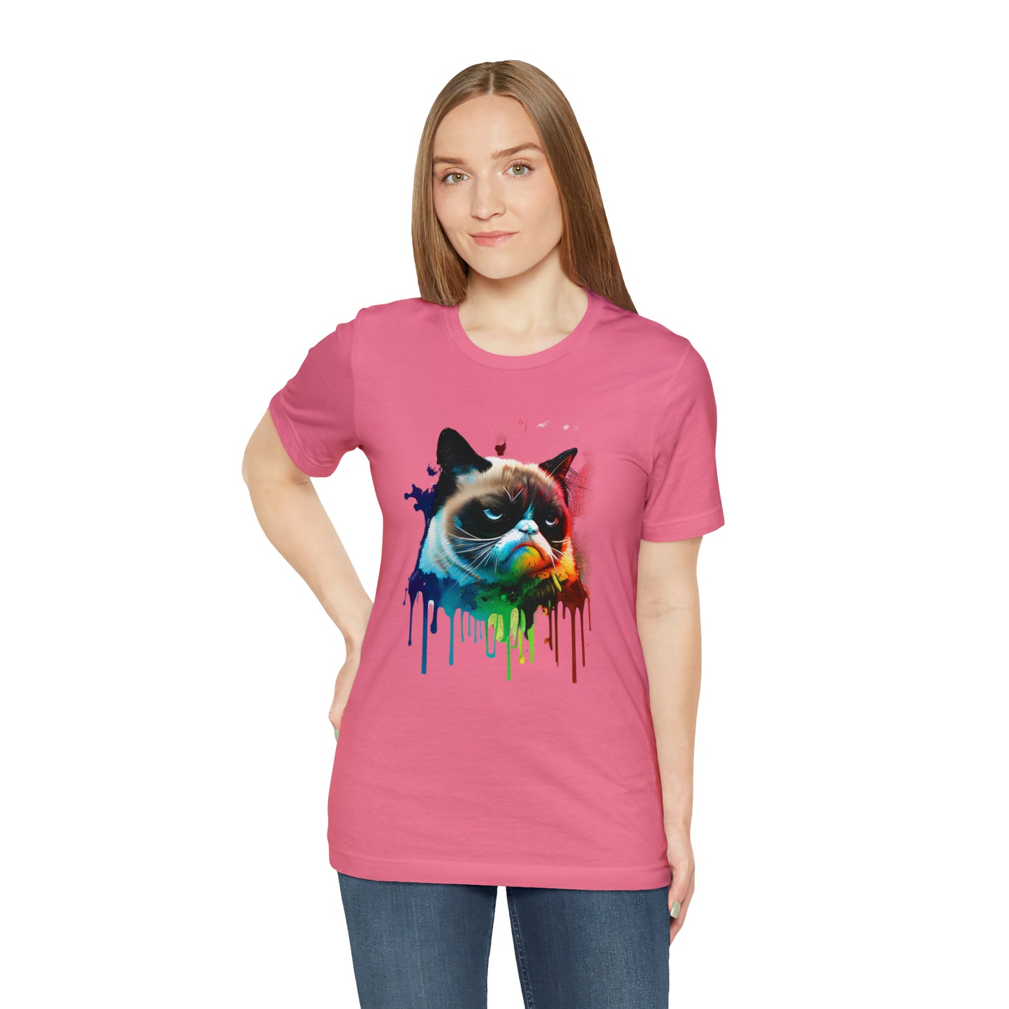 Angry Cat Watercolor T Shirt