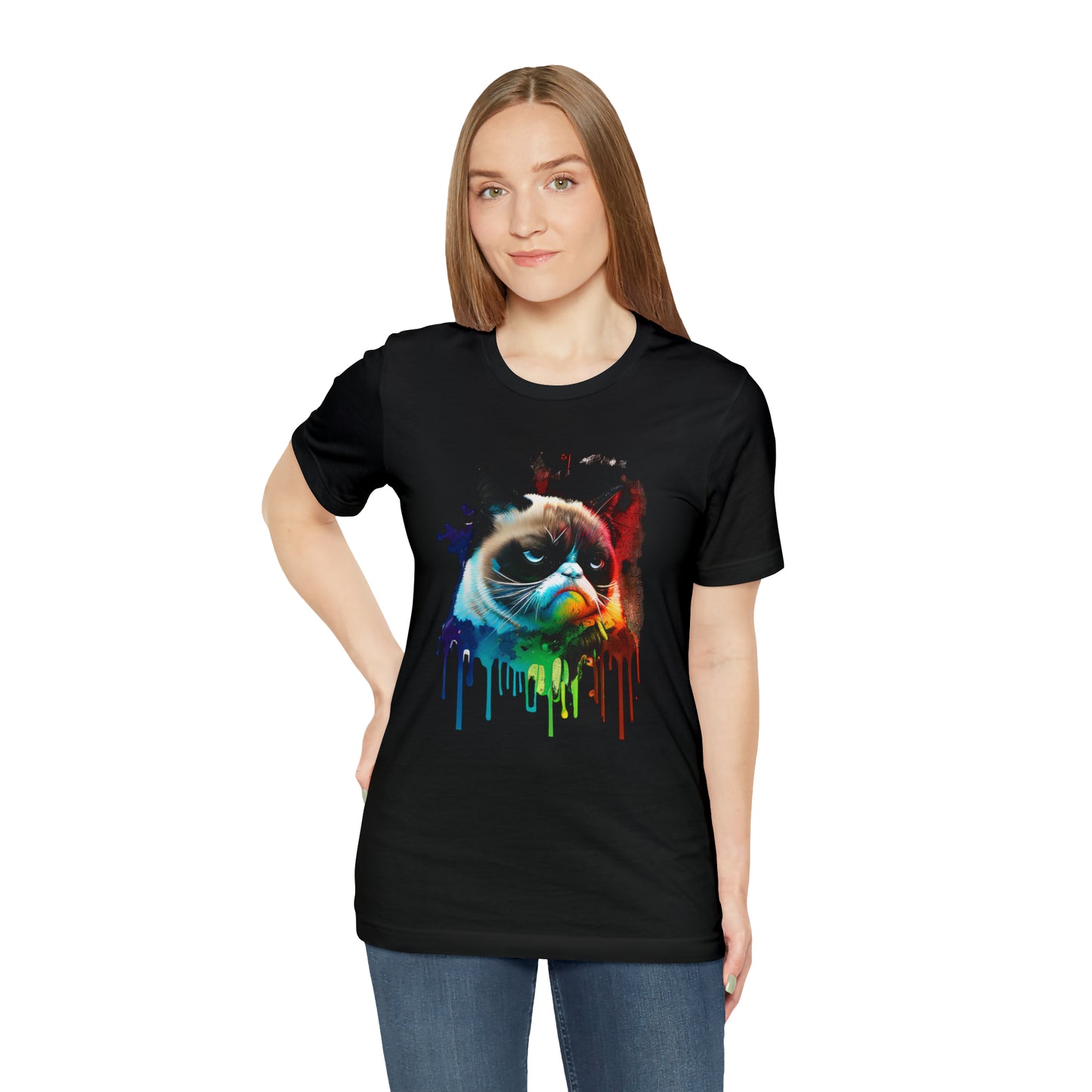 Angry Cat Watercolor T Shirt