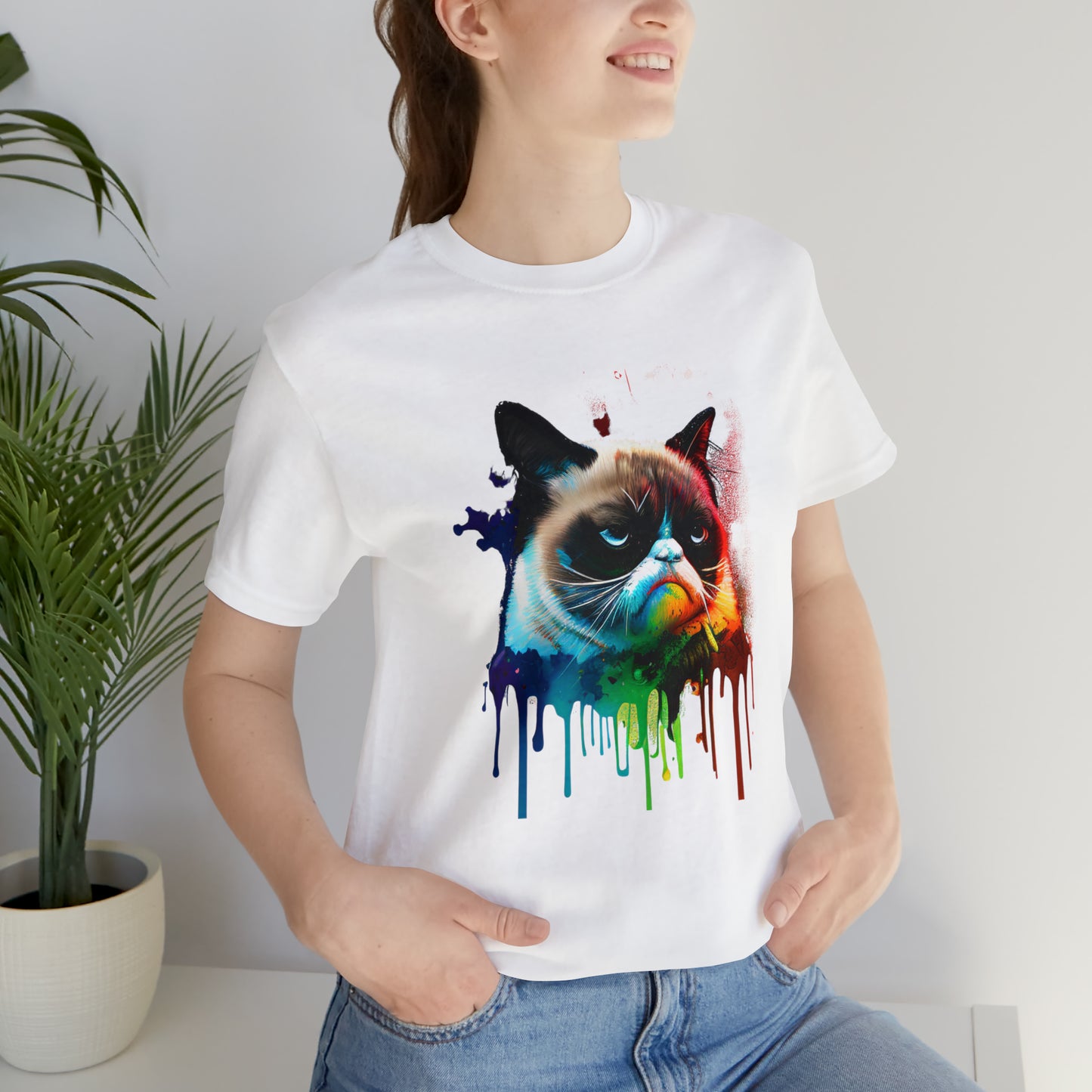 Angry Cat Watercolor T Shirt