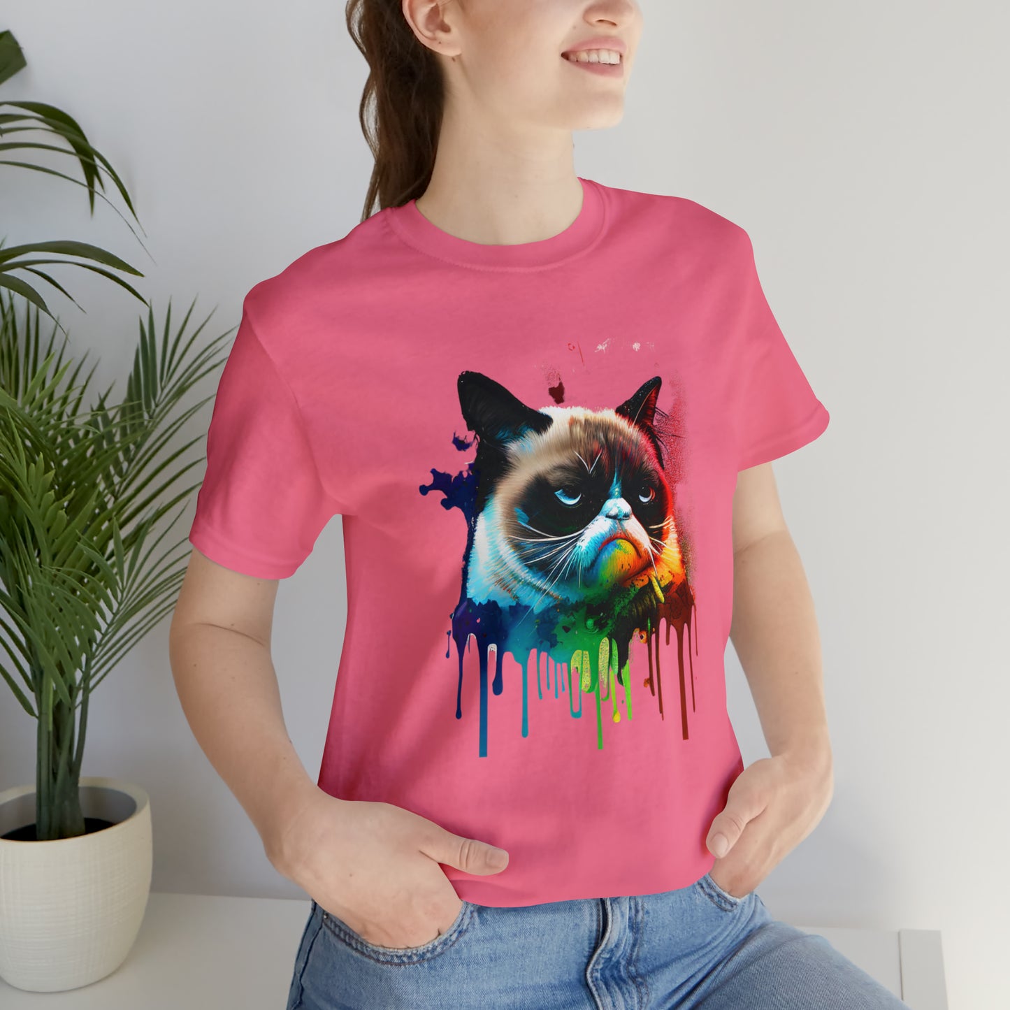 Angry Cat Watercolor T Shirt