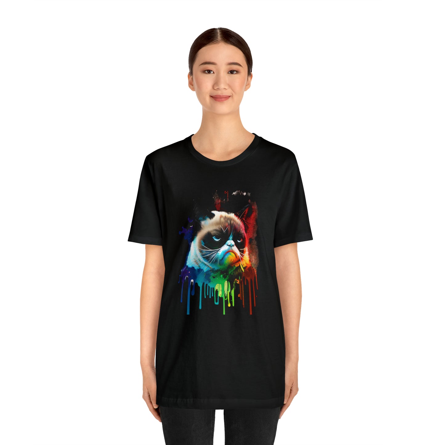 Angry Cat Watercolor T Shirt