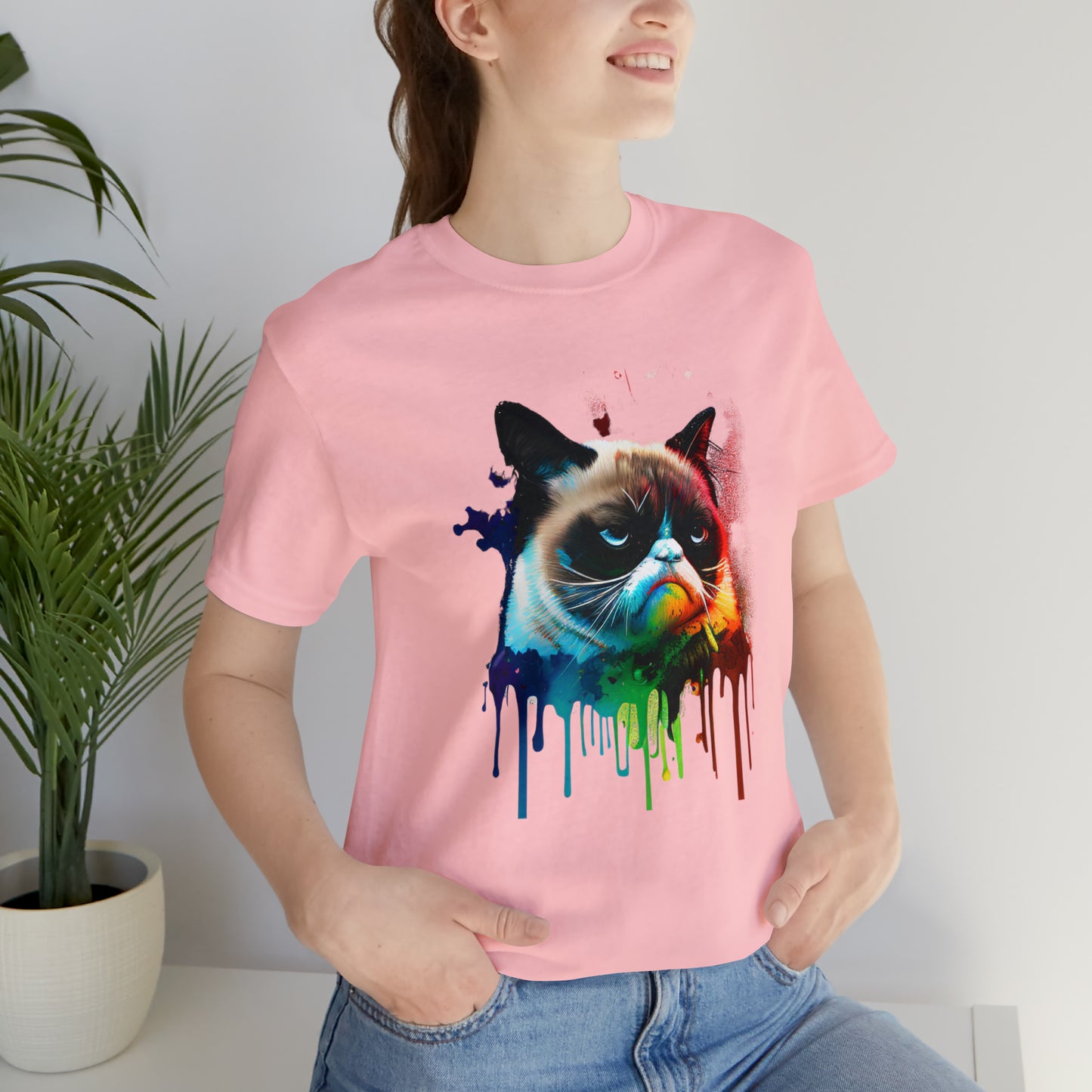 Angry Cat Watercolor T Shirt