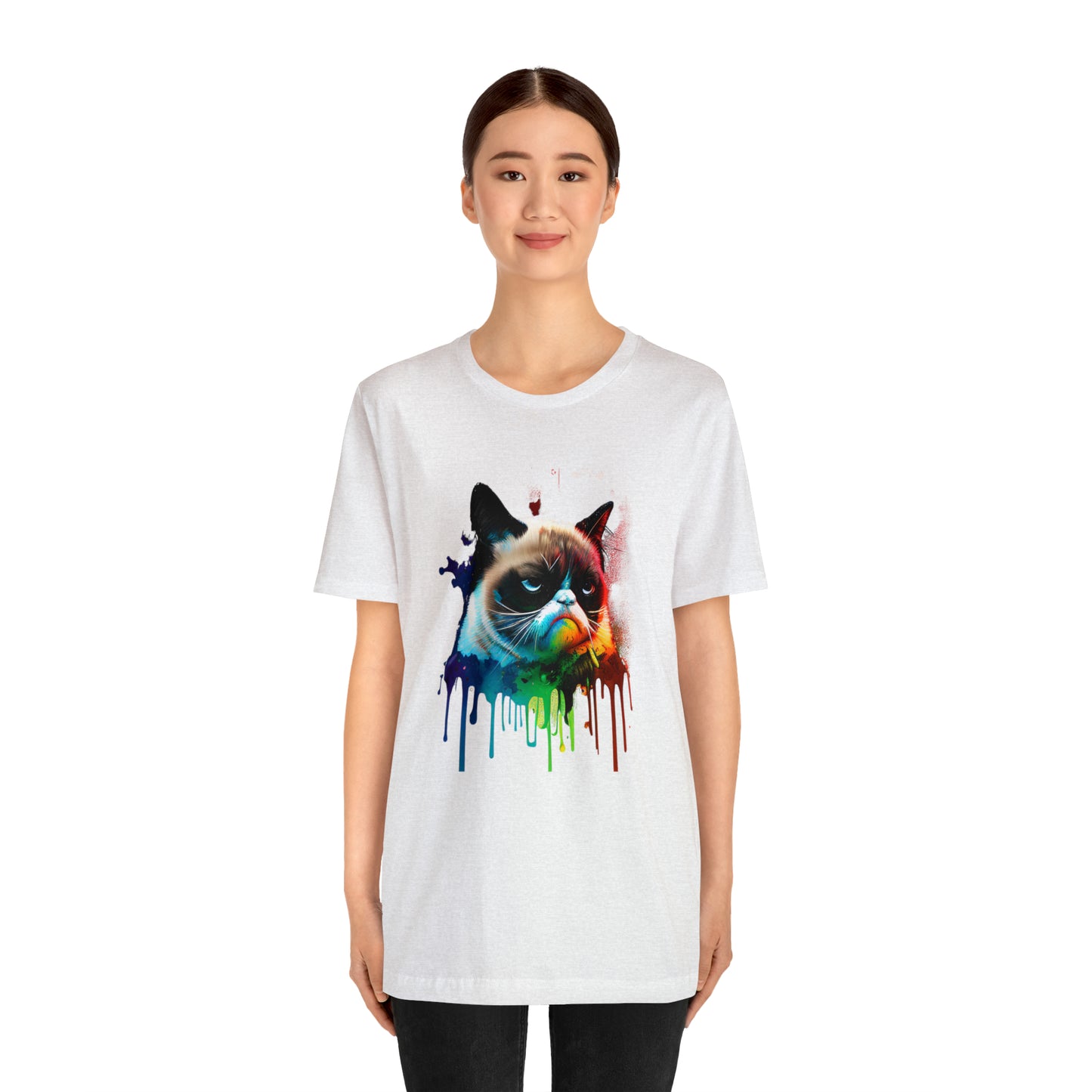 Angry Cat Watercolor T Shirt