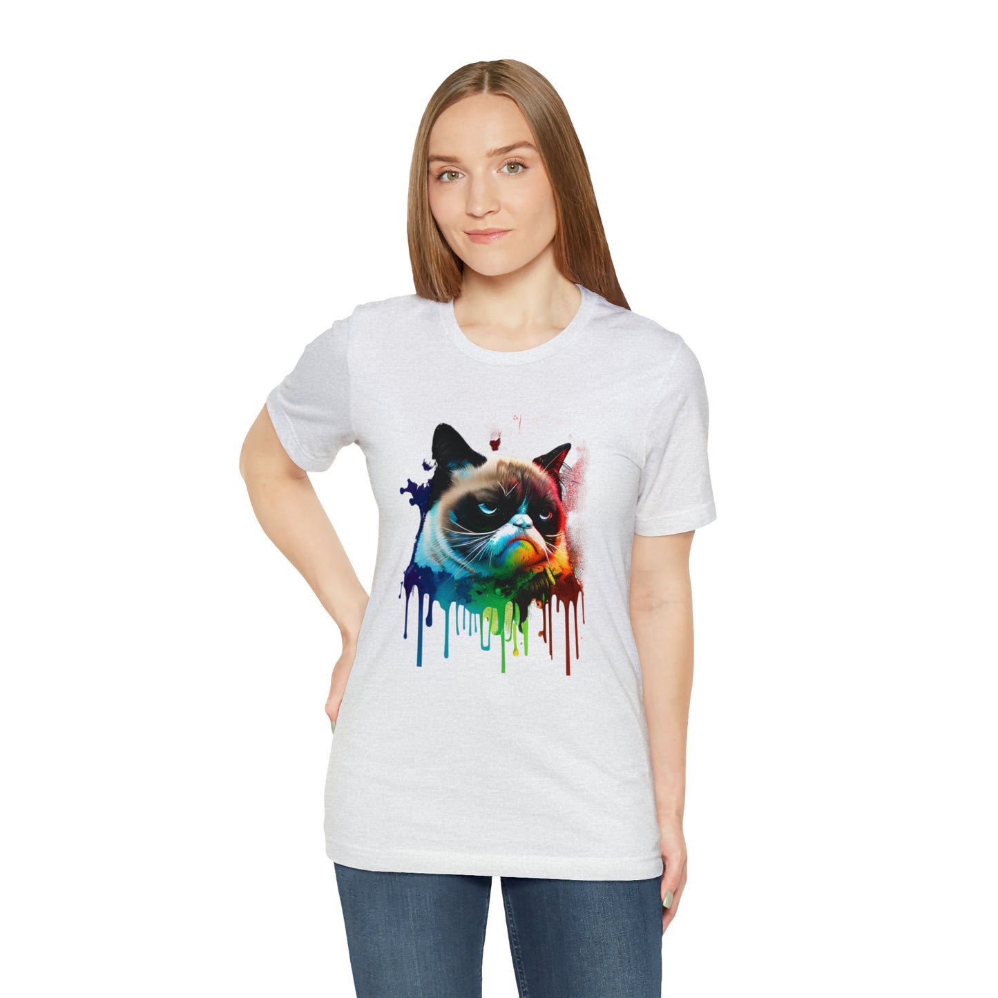 Angry Cat Watercolor T Shirt