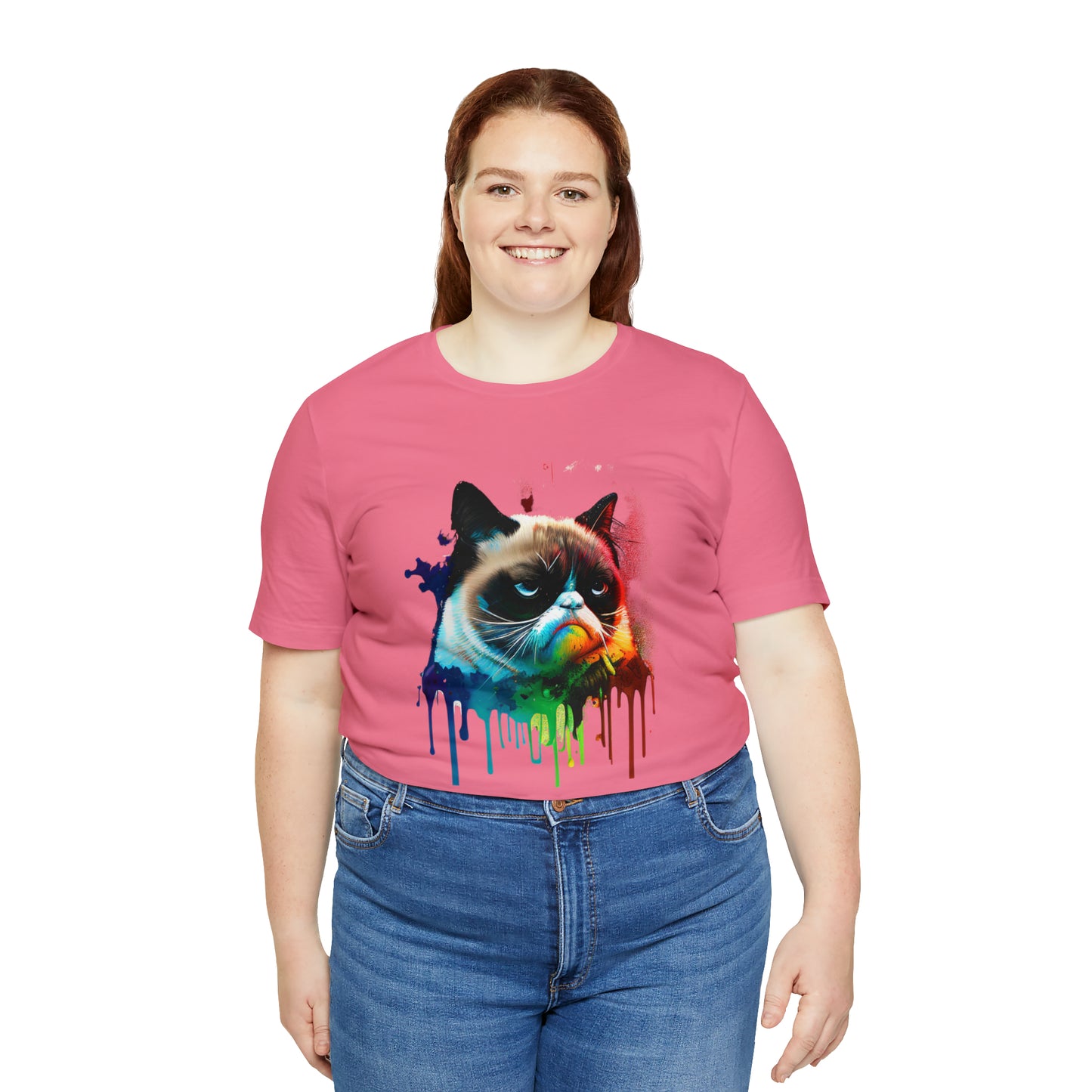 Angry Cat Watercolor T Shirt