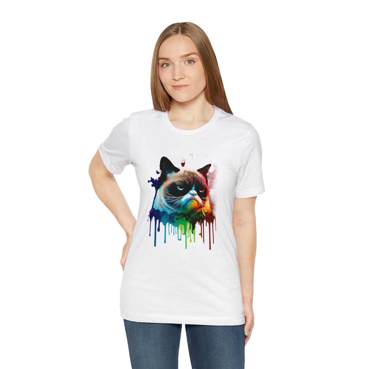 Angry Cat Watercolor T Shirt