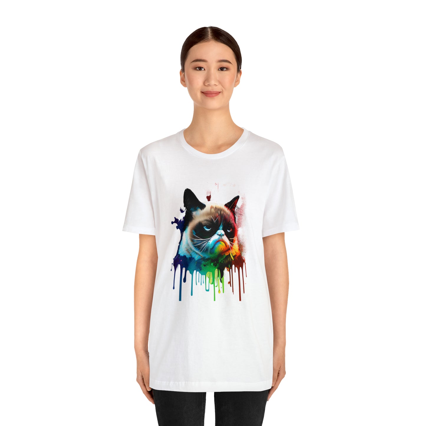 Angry Cat Watercolor T Shirt