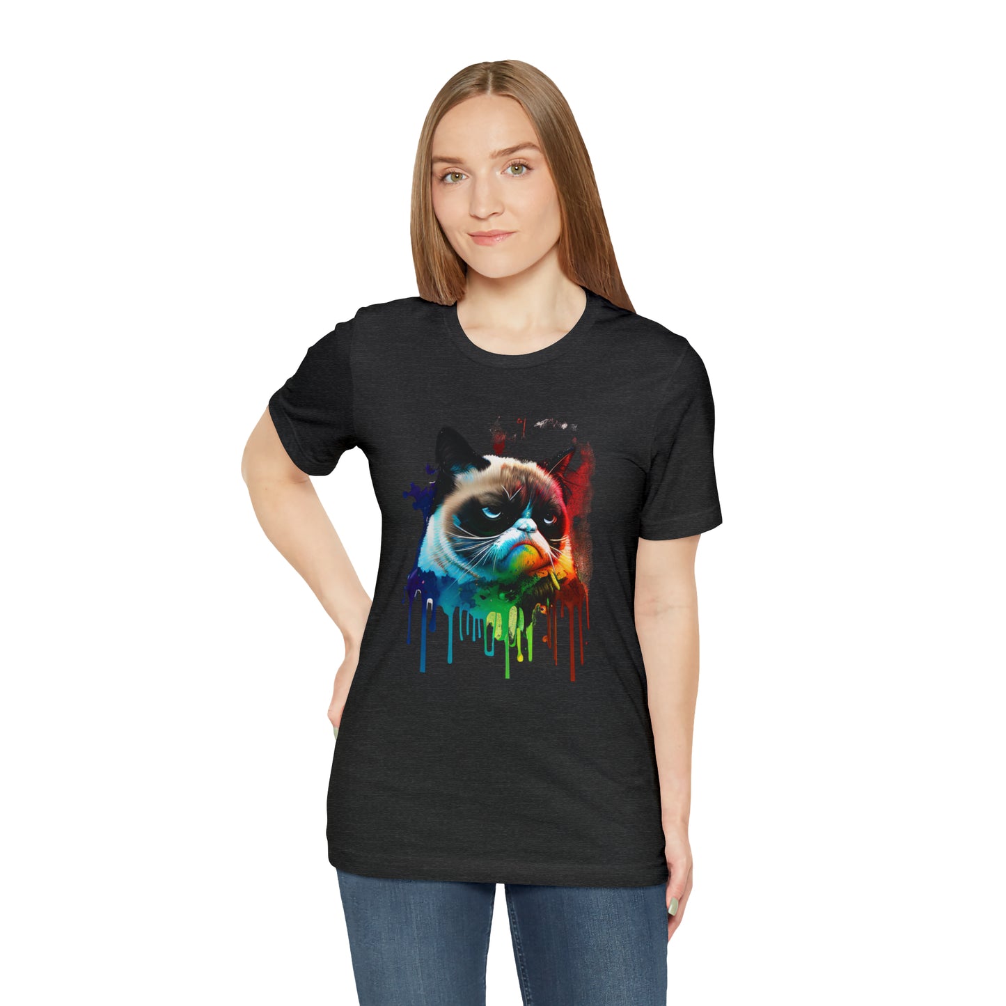 Angry Cat Watercolor T Shirt