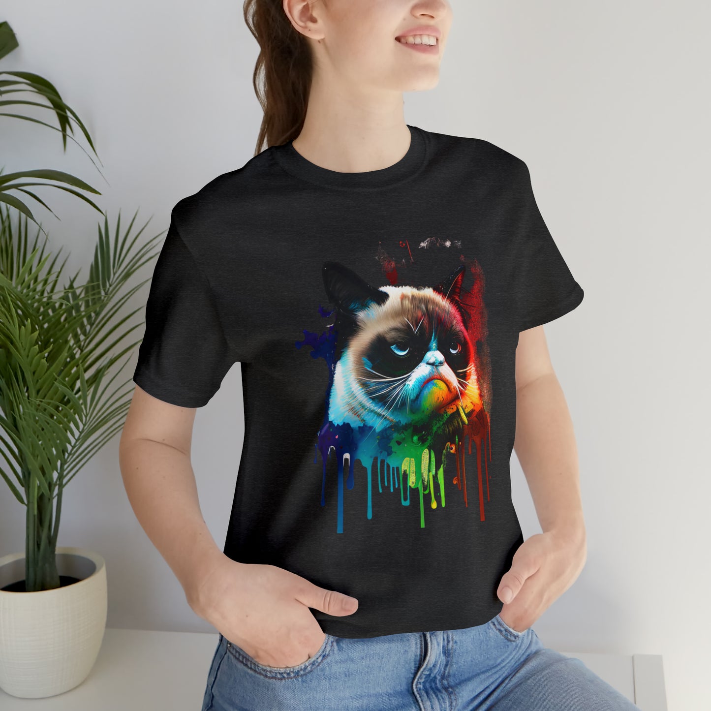 Angry Cat Watercolor T Shirt