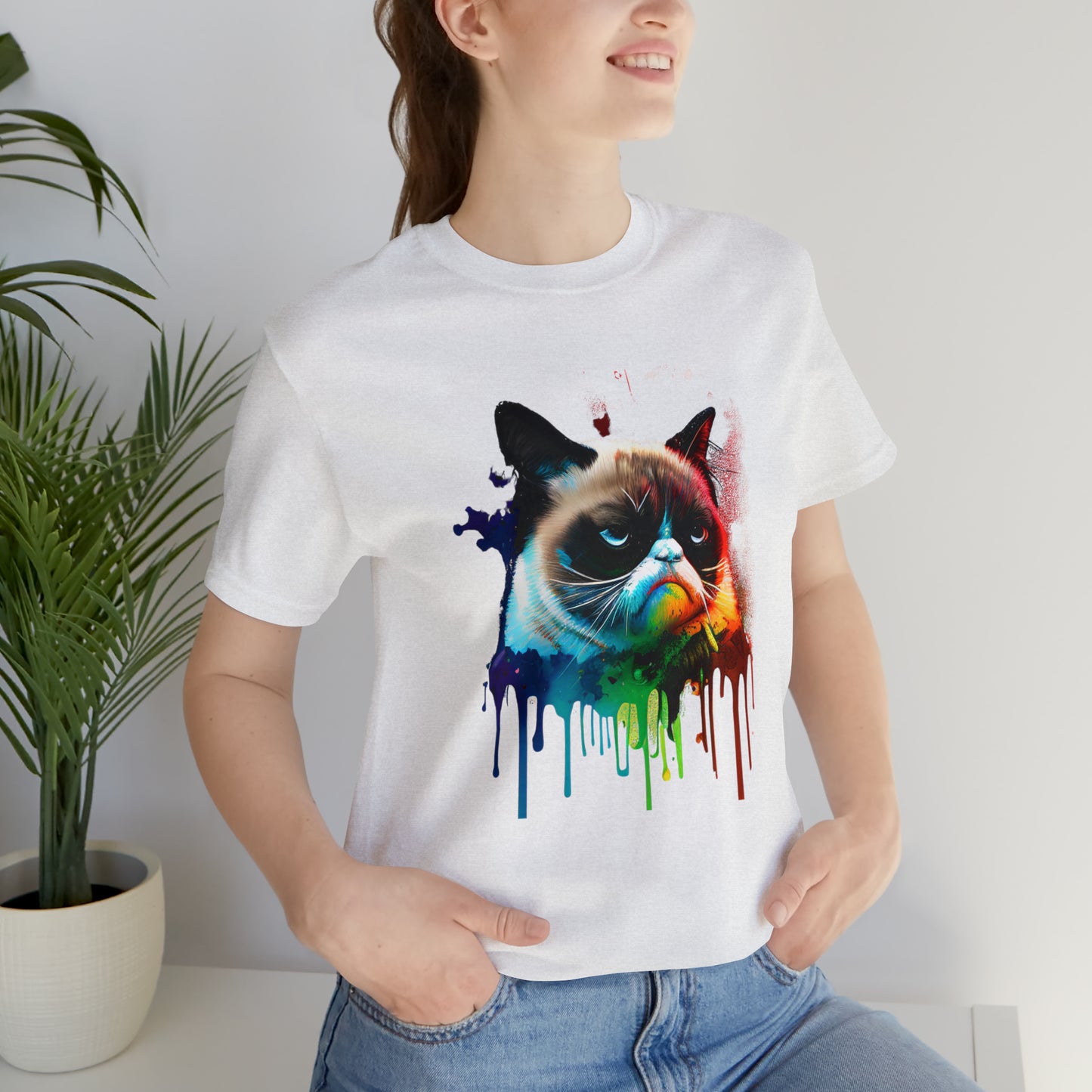 Angry Cat Watercolor T Shirt